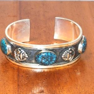 Sterling turquoise coral bracelet